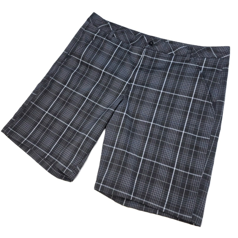 Fila Sport Golf Mens 40 Plaid‎ Shorts Black Grey Check Performance Activewear